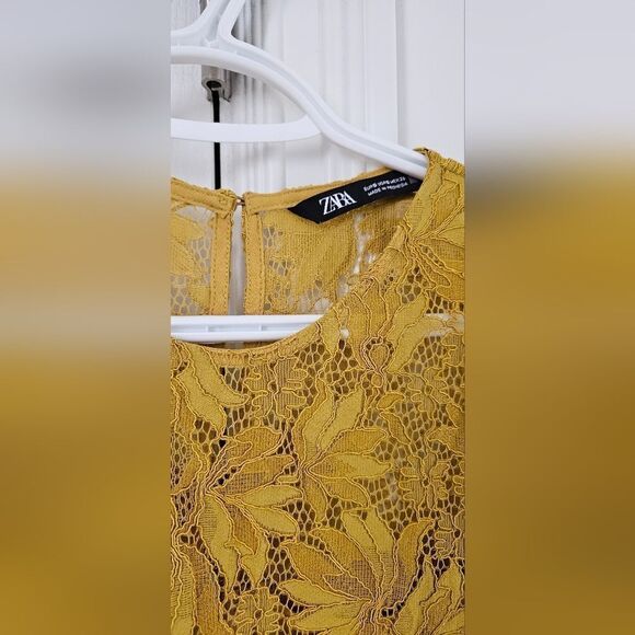 Zara Mustard Lace Peplum Top - Picture 3 of 3